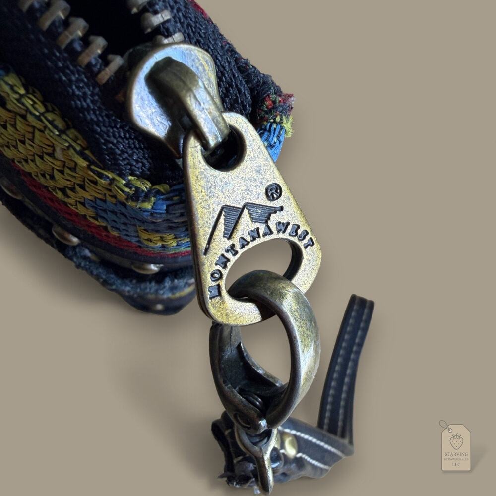 Montana West Geometric Woven Wallet Wristlet | Studded Zip-Around - Picture 7 of 7